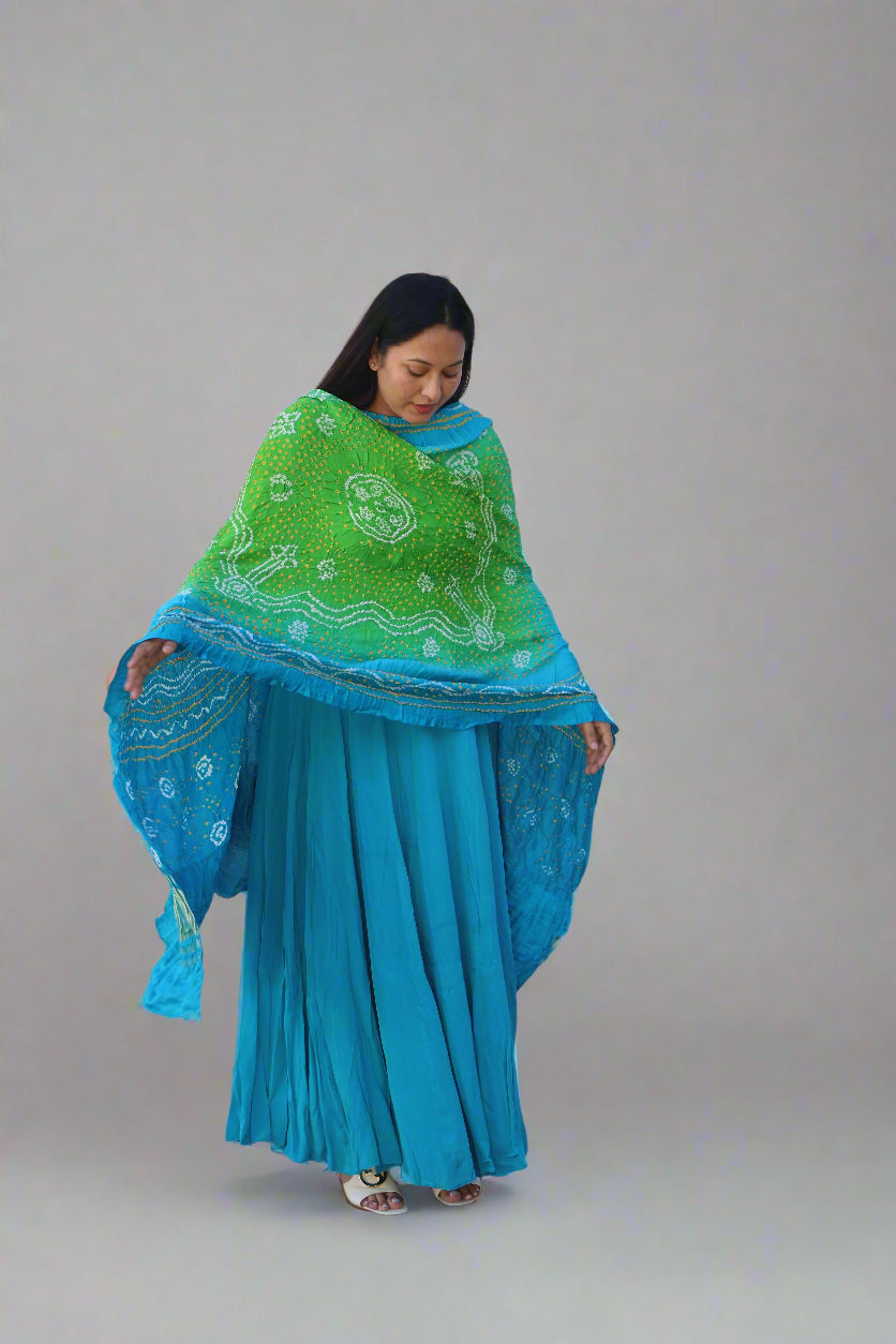 Firoji Anarkali with Bandhani Dupatta