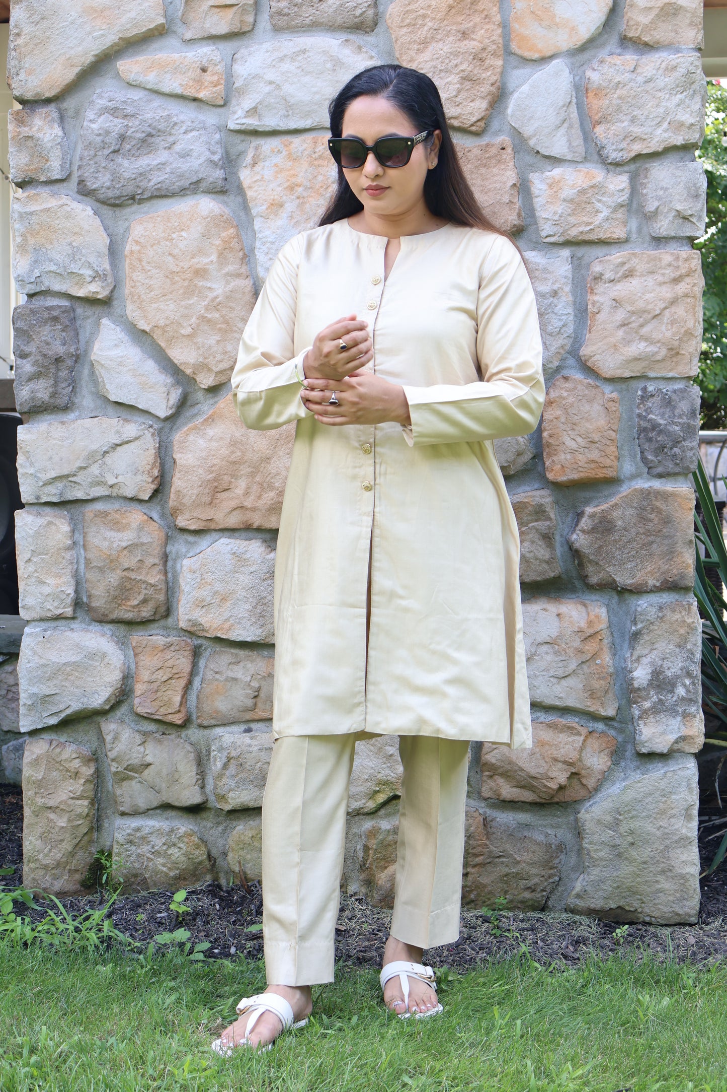 Classic Beige Straight Kurta Set