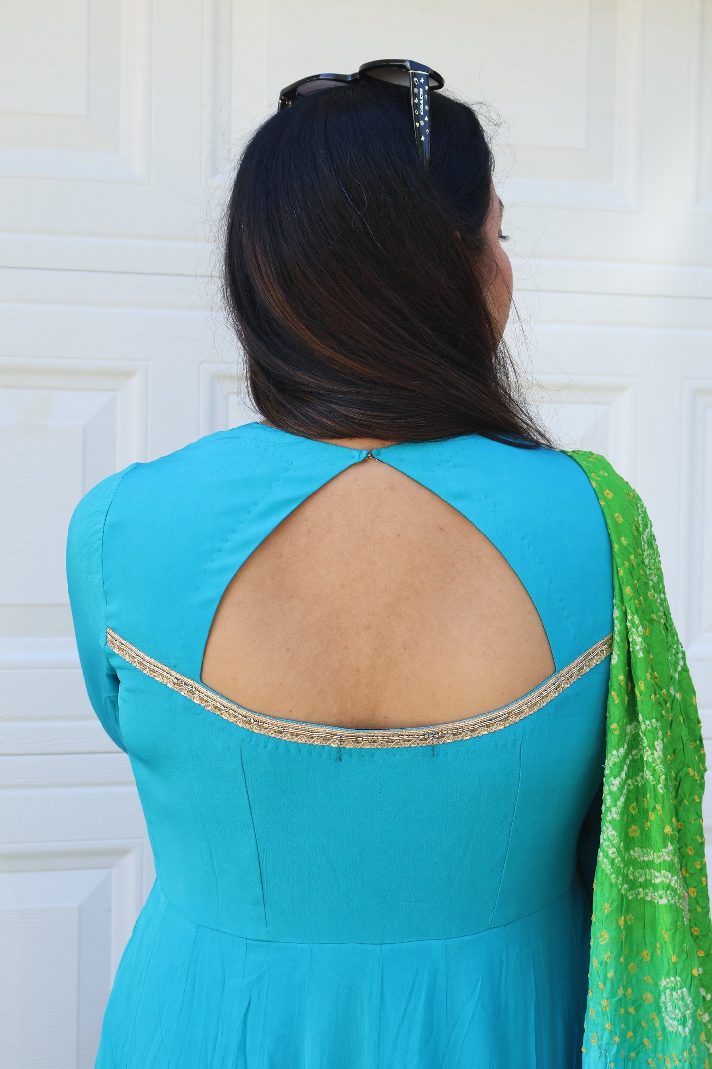 Firoji  Anarkali  with Bandhani Dupatta